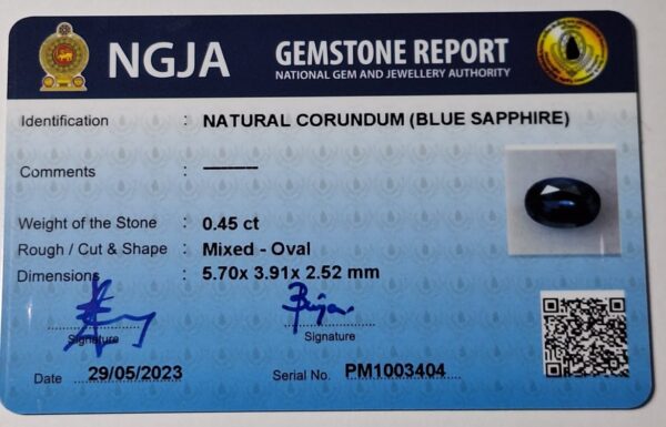 0.45 Cts. Natural Ceylon Royal Blue sapphire - Image 6